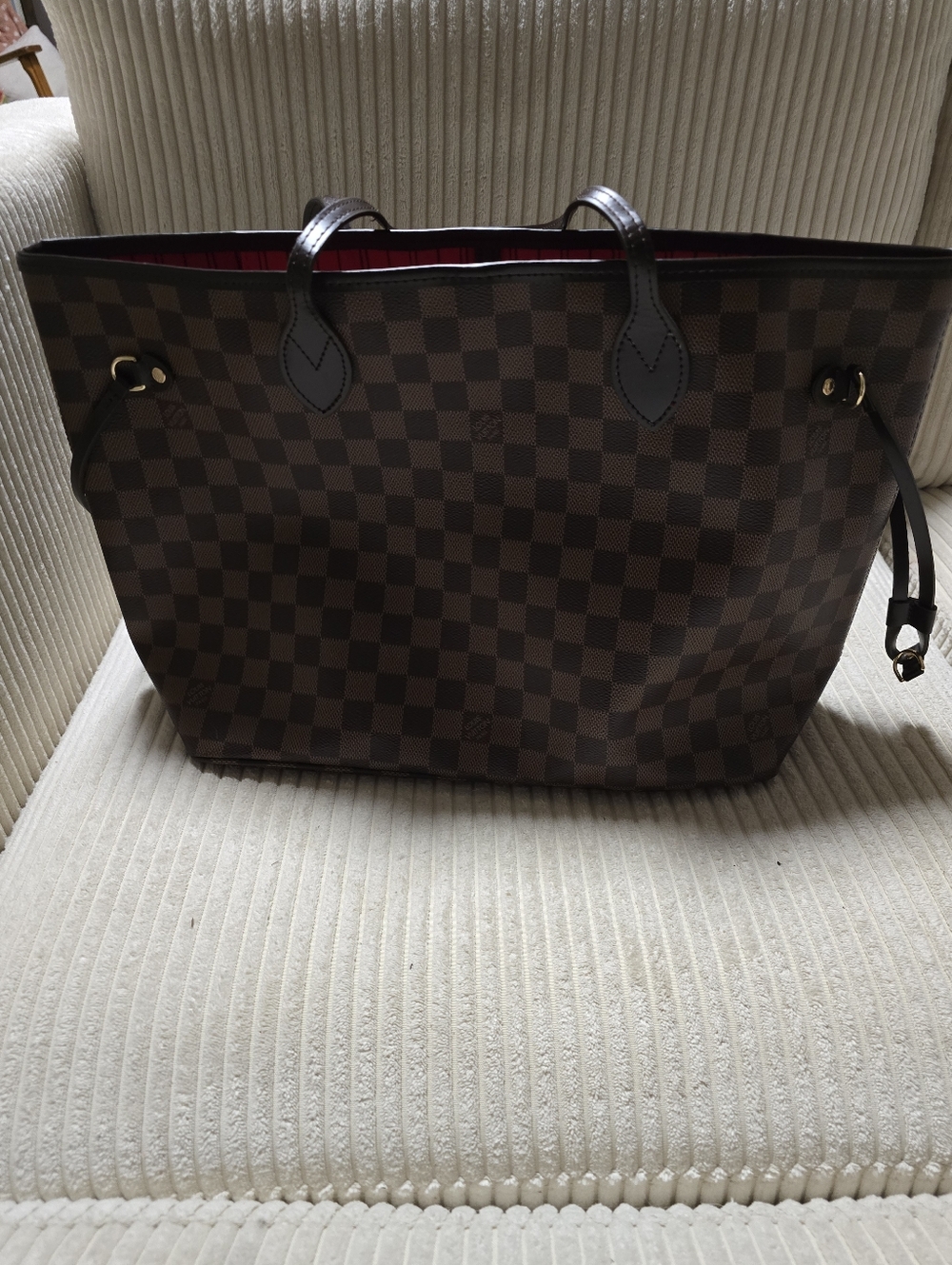 Source Unknown Brown Checkered Tote Bag with Dark Brown Handles - Picture 6 of 10